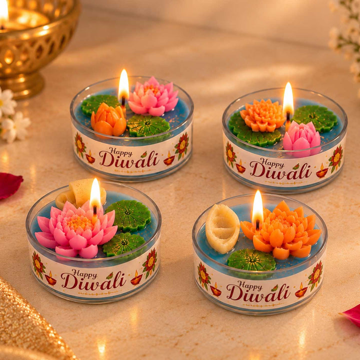 4 pc | Handmade Lotus Pond Lavender Scented Soy Wax Jumbo Tealight Candle