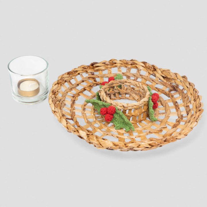Ecofriendly Banana Holly Berry Candle Wreath