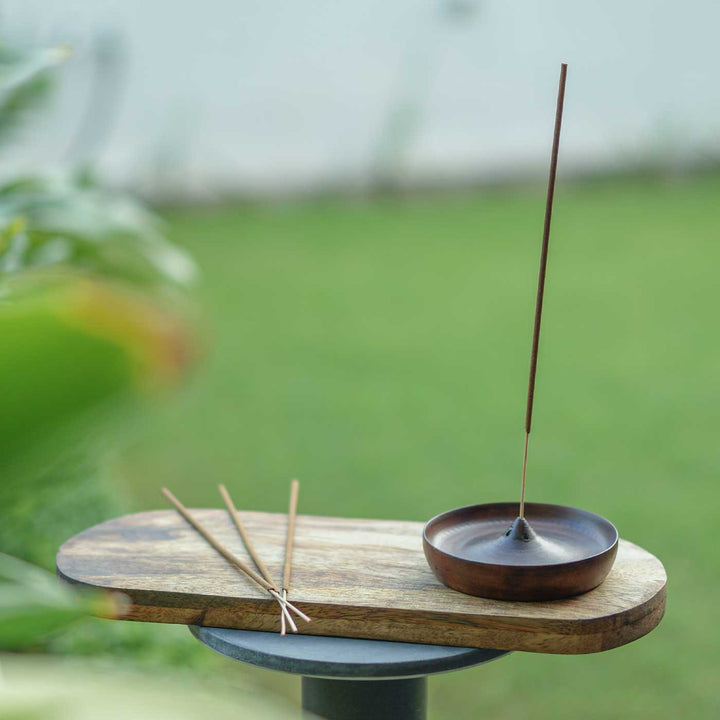 Handmade Sajavat Gift Hamper | Includes Wooden Foldable Runner, Spiral Cylinder Candles, Swastik Door Hanging, Wooden Agarbatti Stand, Seed Card And Outer Box