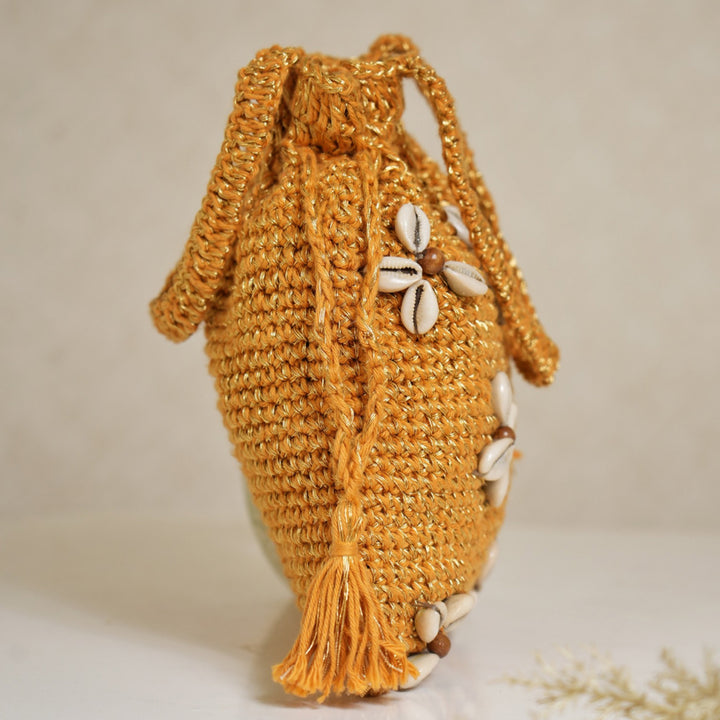 Handmade Crochet Shell Bloom Potli