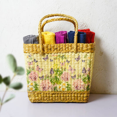 Handcrafted Kauna Grass Printed Grocery Bag
