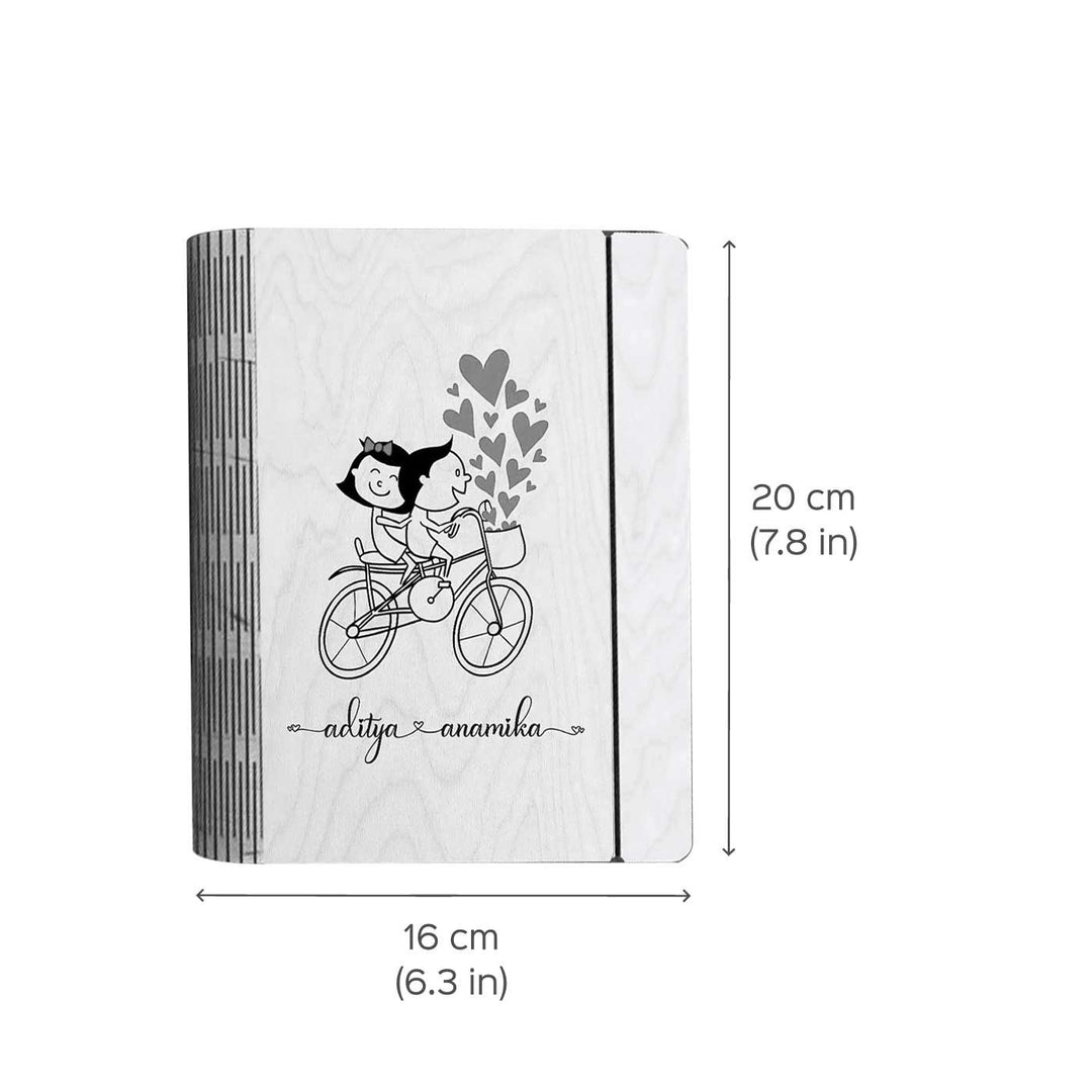 Couples Wooden Personalized Notebook Binder | A5, 50 Blank Pages, 120 GSM