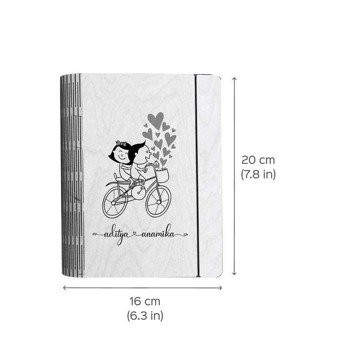 Couples Wooden Personalized Notebook Binder | A5, 50 Blank Pages, 120 GSM