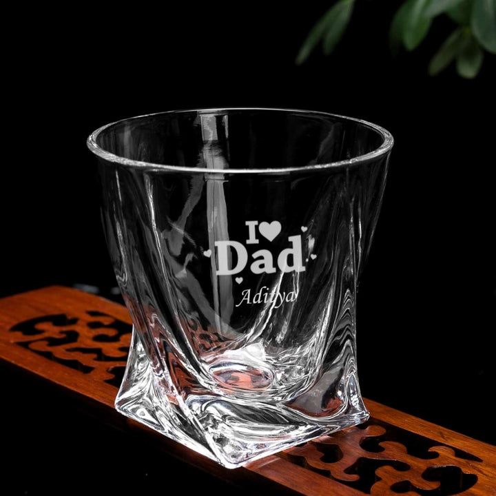 Personalized  Engraved I Love Dad Theme Whiskey Glass | 310 ml