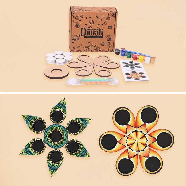 Pre Marked Rangoli Tea Light Holder MDF Wood DIY Kit