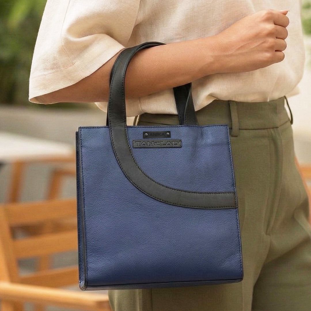 Personalized Blue Little Monica Leather Handbag