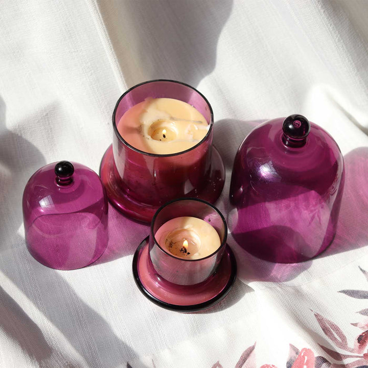 Handmade Lilac Vanilla Scented Dome Glass Candle