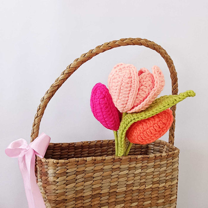 Handmade Crochet Sunset Sonata Theme Flower Bouquet With Lights