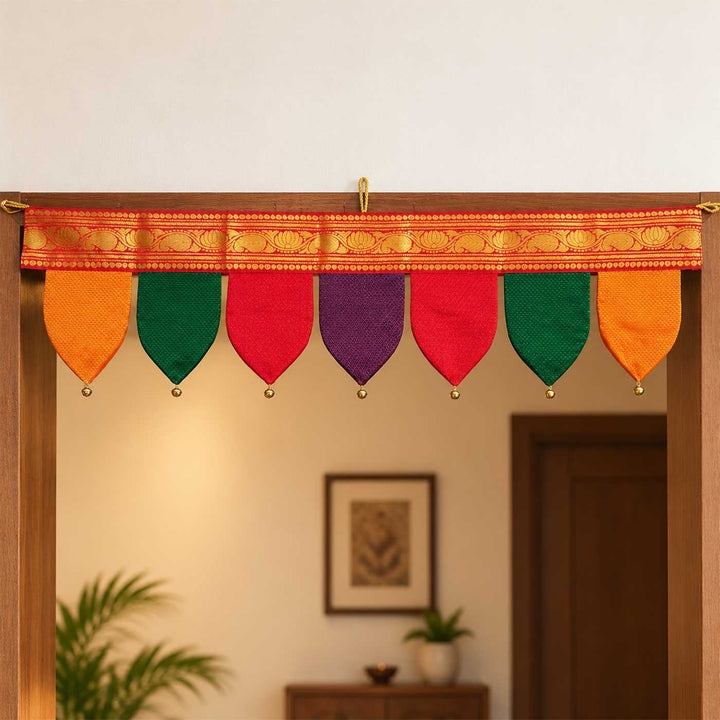 Handcrafted Traditional Multicolour Silk Fabric Toran for Festive Decor