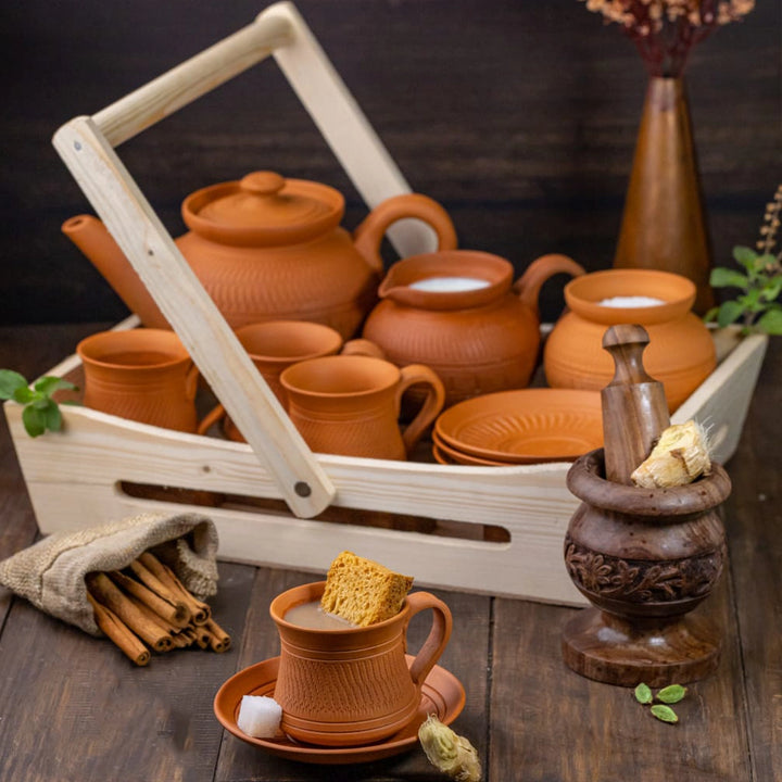 Handmade Maharaja Terracotta Tea Set | Set Of 15