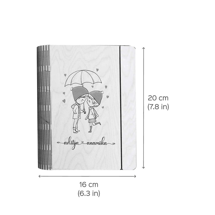 Couples Wooden Personalized Notebook Binder | A5, 50 Blank Pages, 120 GSM