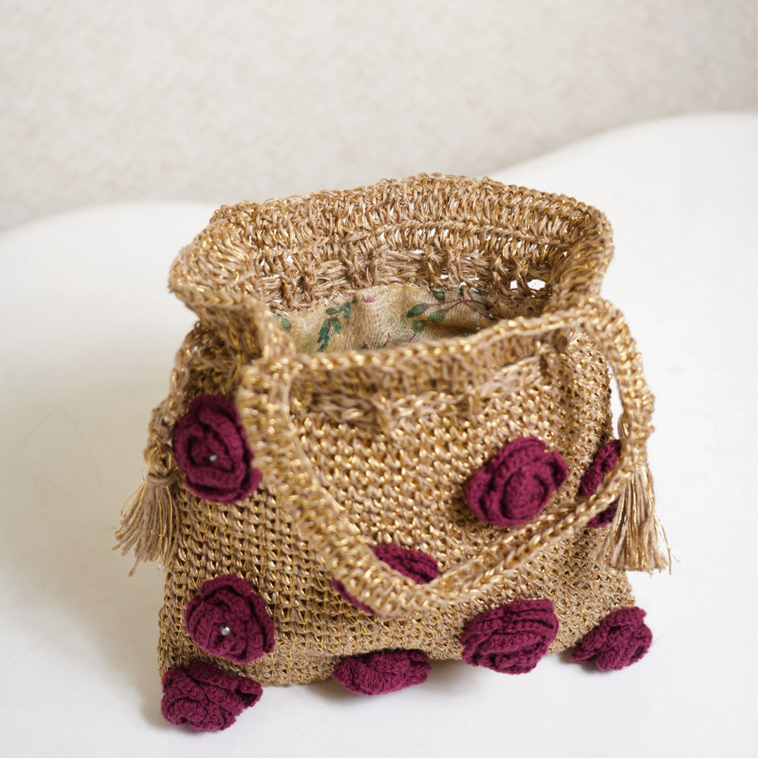 Handmade Crochet Twilight Rosette Potli