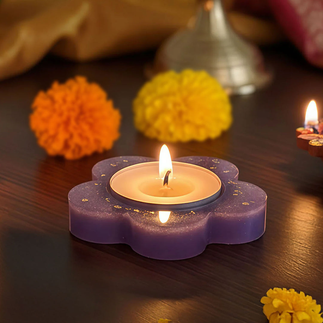 Handmade Floral Resin Tealight Holder