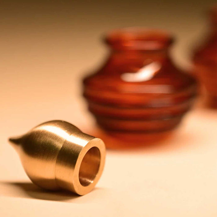 Set Of 2 | Mini Kalash Design With Lid Roli Chawal Glass Container