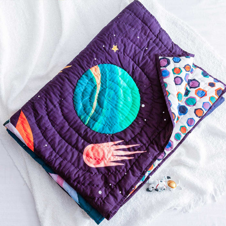 Personalized Tim, The Traveller Theme Cotton Quilt For Kids