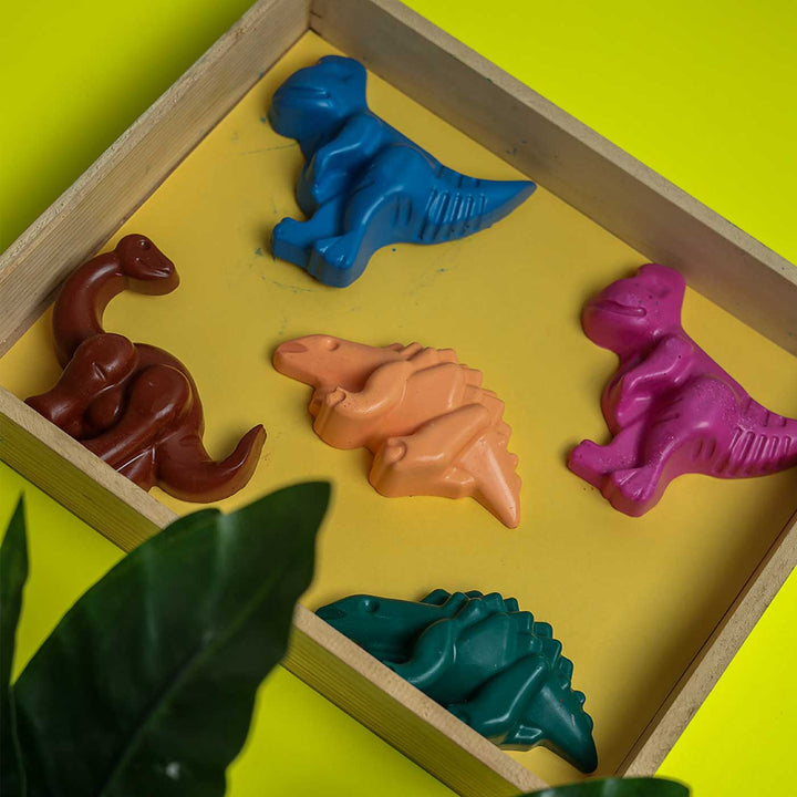 Handmade Non-Toxic Jumbo Dinosaur Crayons | Set Of 5