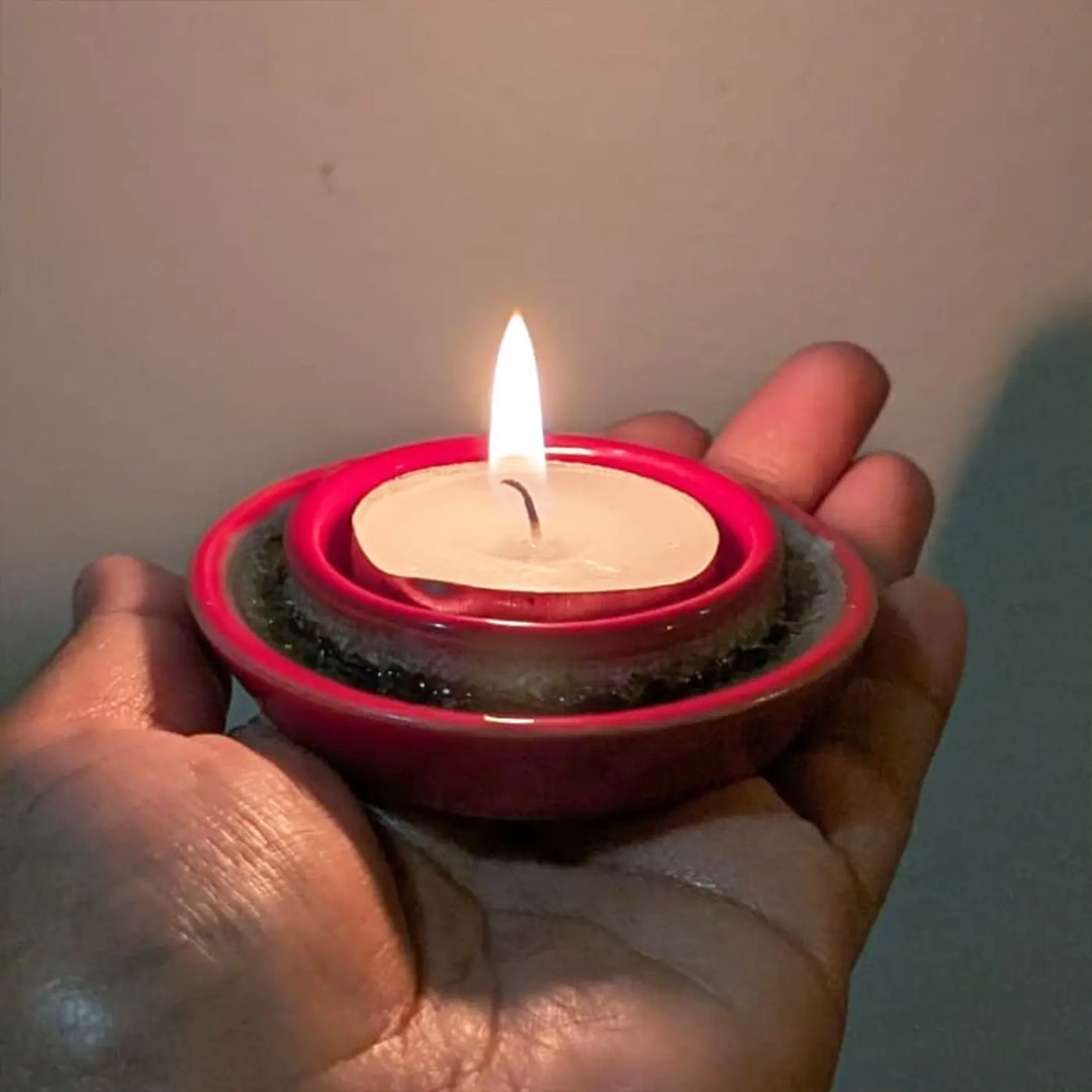 Hand-Painted Decorative Round Ceramic Tealight Holders