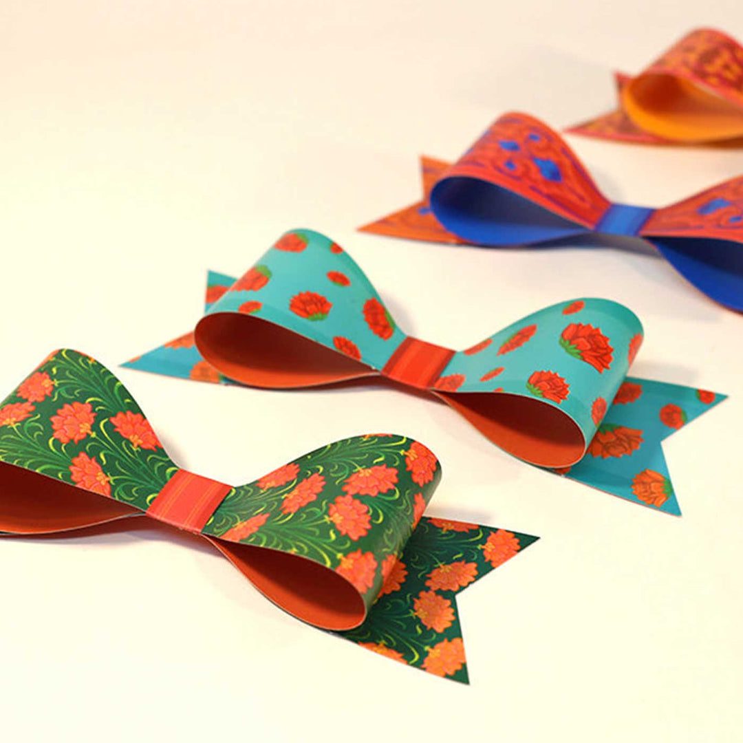 Handmade Printed Paper Bows DIY Kit | Set Of 12