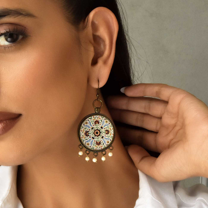 Amer Fort Ganesh Pol Medallion Metal Earrings