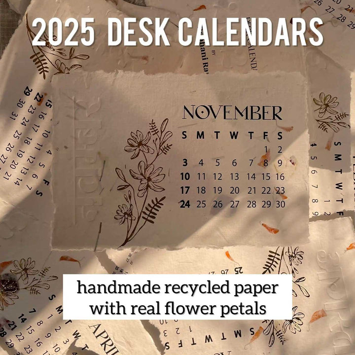 Handmade 2025 Petals Desk Calendar With Stand