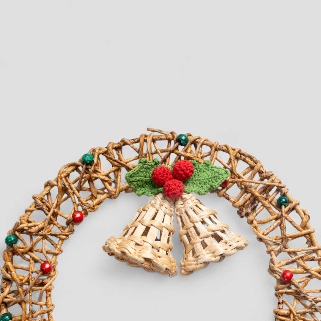 Lightweight Handmade Banana Rope Jingle Bell Wreath