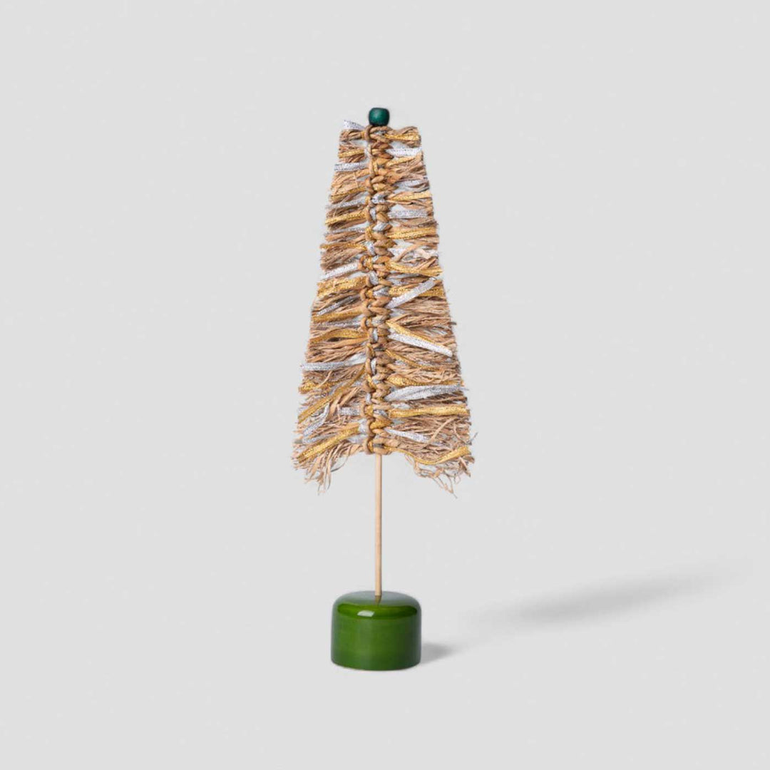 Handmade Banana Bark And Bamboo Frill Tree Christmas Ornaments