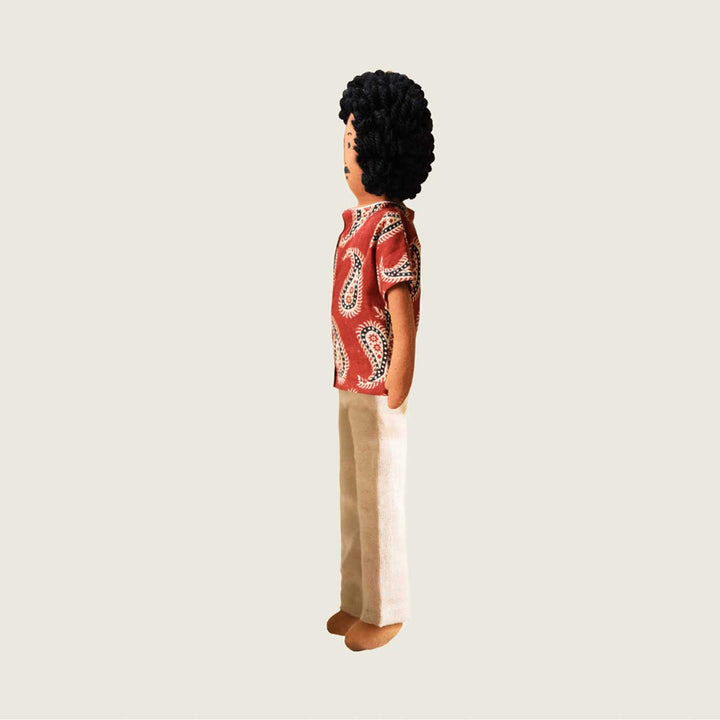 Nilah's Appa (Father) In Maroon Shirt | Soft Hand-Stitched Sustainable Indian Play Doll