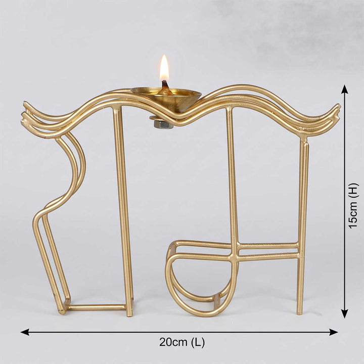 Handmade Ram Gold Akhand Iron & Brass Oil Lamp / Diya For Pooja Decor