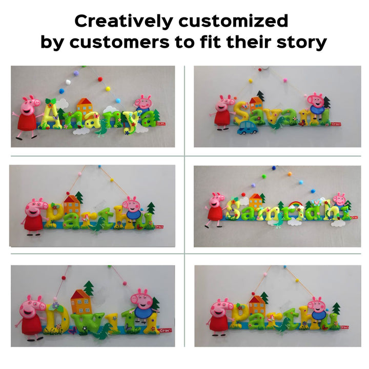 Handcrafted Personalized Peppa Pig Felt Nameplate for Kids