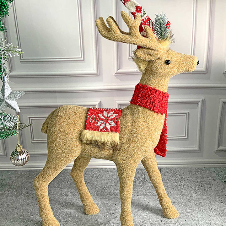 Themed Brown Deer Woolen Decor For Christmas Table Decoration