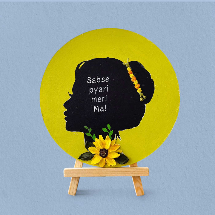 Personalized Hand-Painted Yellow Floral Theme MDF Wood Table Top Decorative Plaque