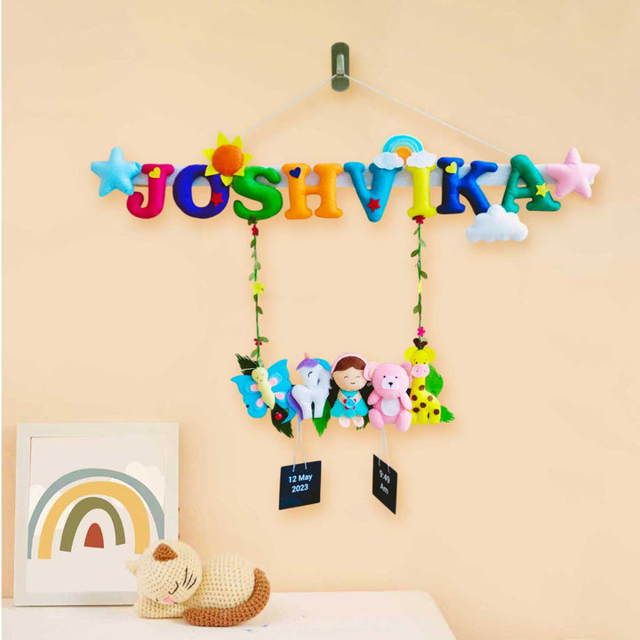 Personalized Girls Unicorn & Jungle Theme Felt Kids Name Plate