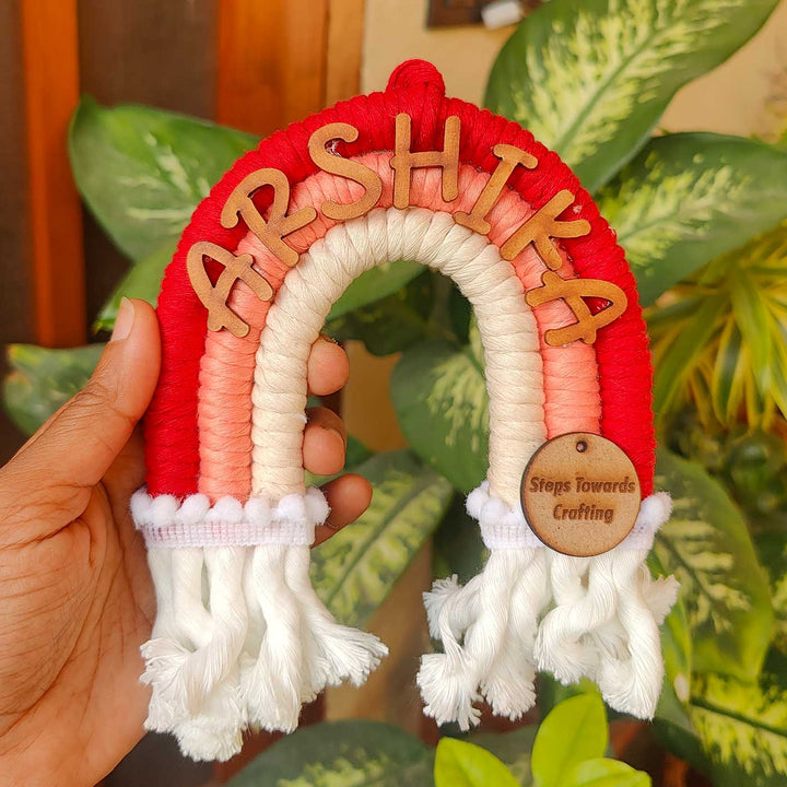 Personalized Macrame Rainbow Theme Kids Name Plate