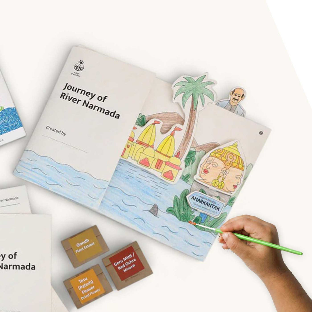 Narmada Rivers of India DIY Kit | 11 Coloring Templates, 1 Map Of India And Instruction Sheet