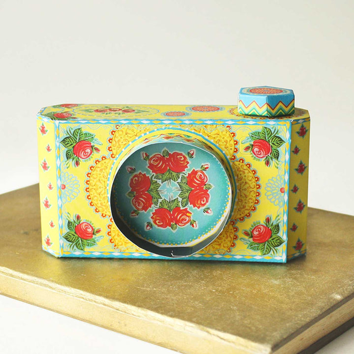 Handmade Printed Yellow Mini Camera Design DIY Paper Photo Frame