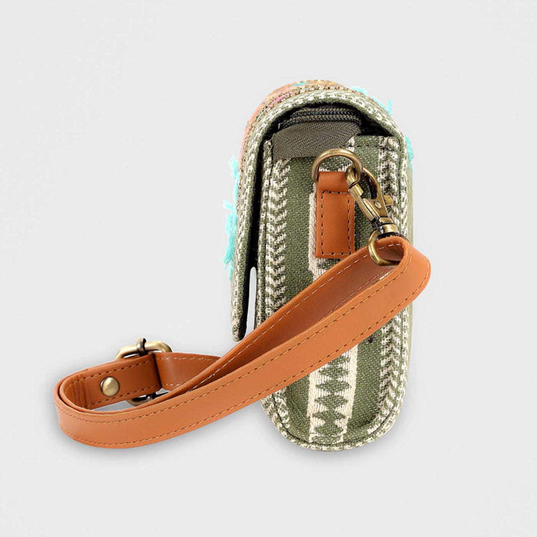Handmade Embroidered Green Color Sling Bag