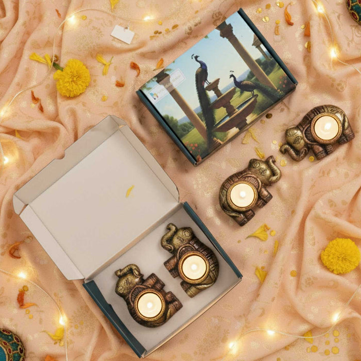 Handmade Elephant Terracotta Tealight Holder | Set Of 4