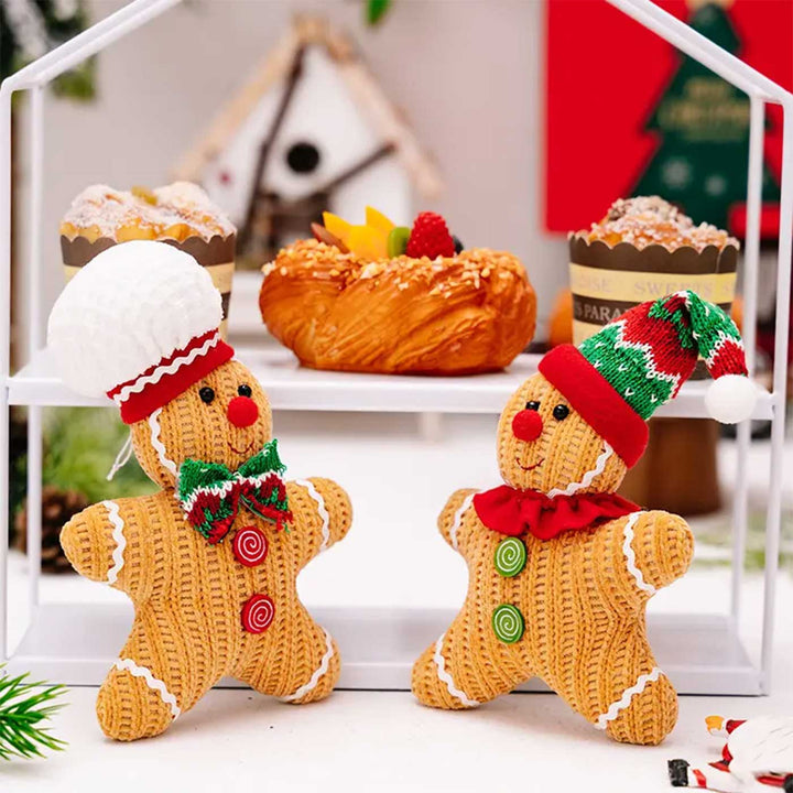 Handmade Gingerbread Knitted Woolen Ornaments For Christmas Tree Decoration | Set Of 2