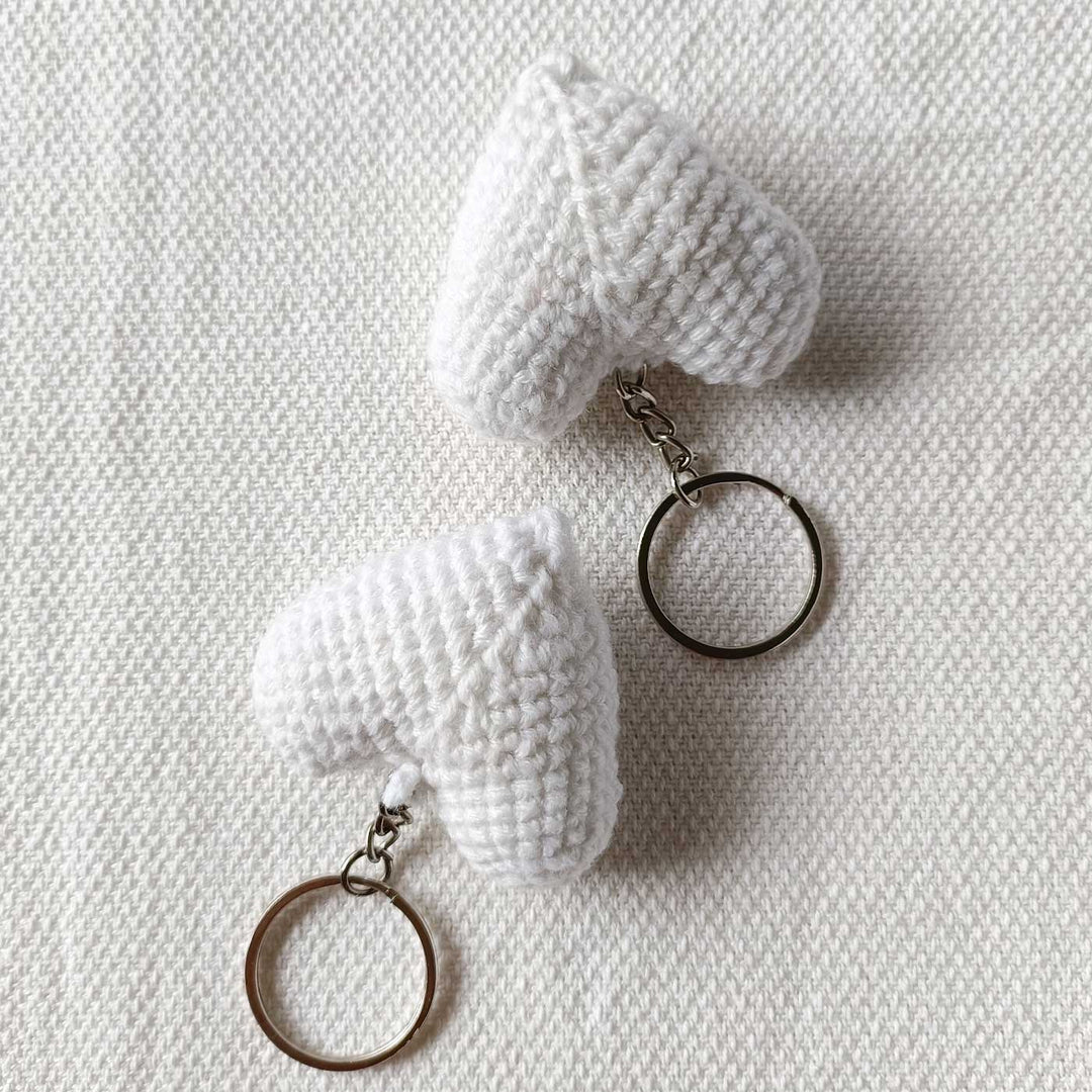 Handmade Crochet Heart Shaped Key Chain | Set Of 2