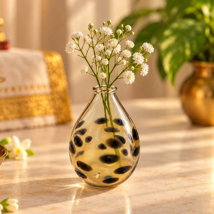 Handmade Leopard Spot Small Glass Art Vase For Home Decor
