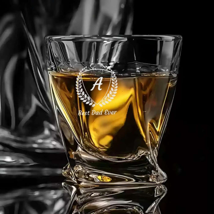 Personalized Engraved Best Dad Ever Theme Whiskey Glass | 310 ml