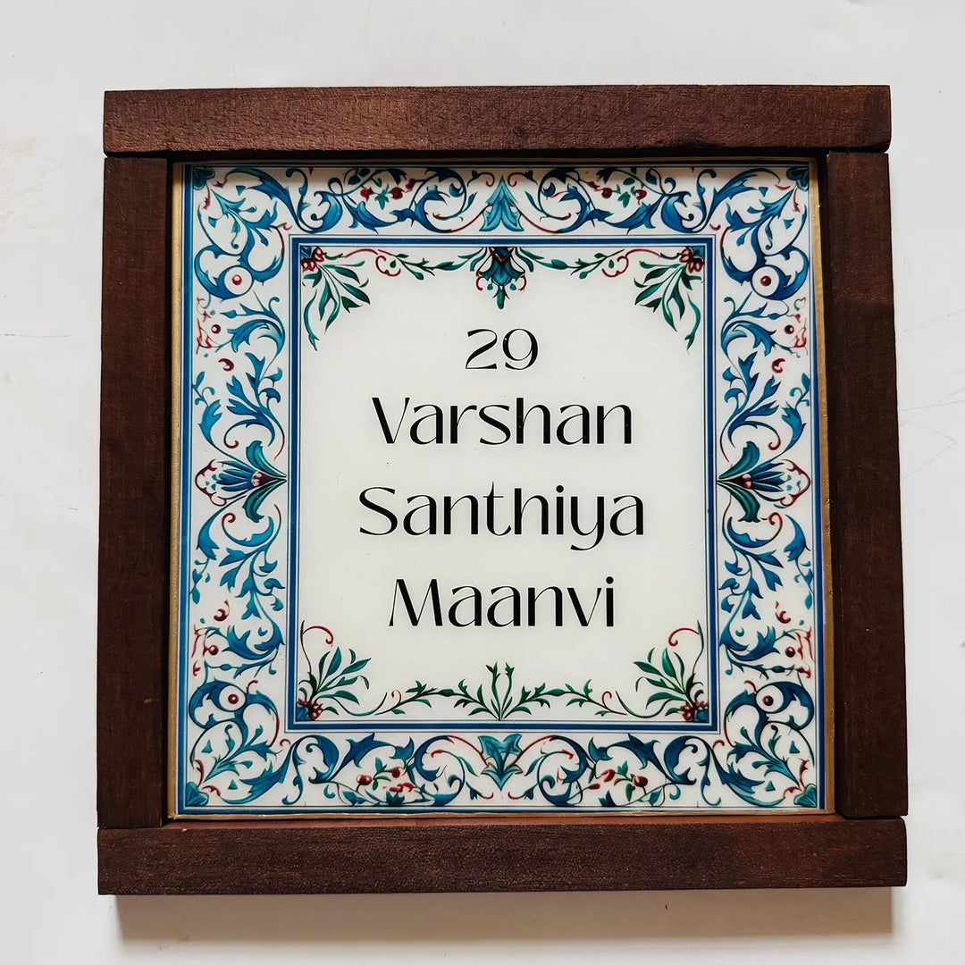 Personalized Blue & White Vintage Resin Name Plate