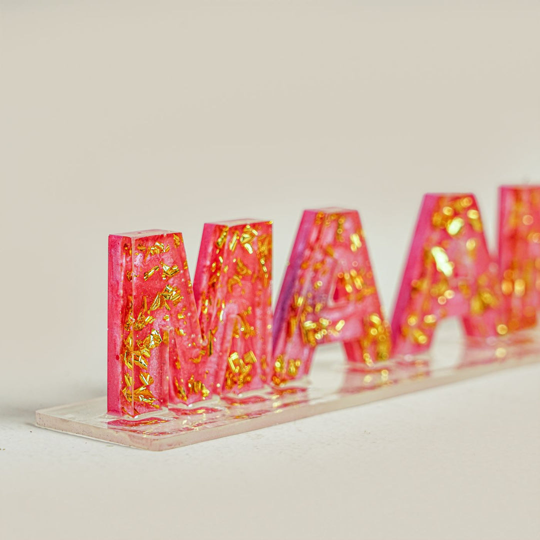 Handmade Resin Tabletop Name Plate with Acrylic Base