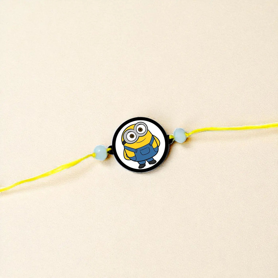 Handmade Minion Theme Kids Rakhi With Roli Chawal