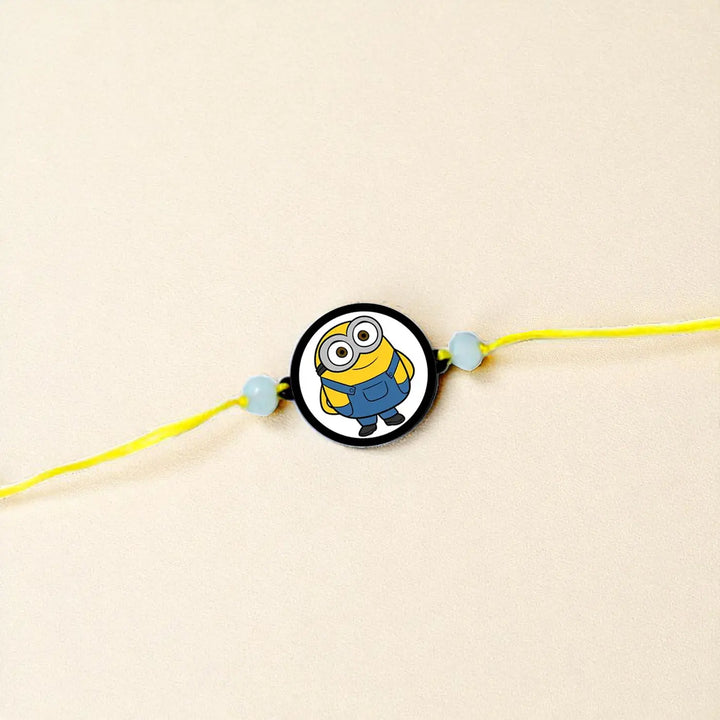 Handmade Minion Theme Kids Rakhi With Roli Chawal