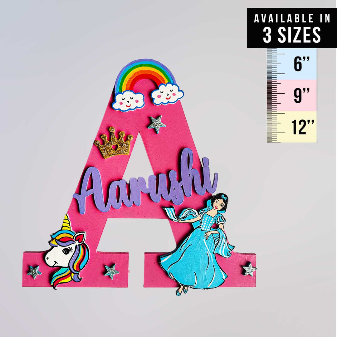 Personalized Hand-painted Disney Princess Magic MDF Wood Monogram With 3D Letters