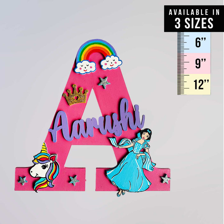 Personalized Hand-painted Disney Princess Magic MDF Wood Monogram With 3D Letters