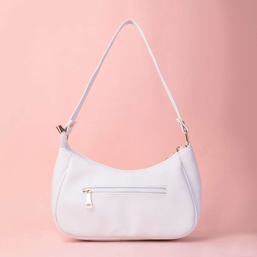 Snow White Vegan Leather Baguette Bag