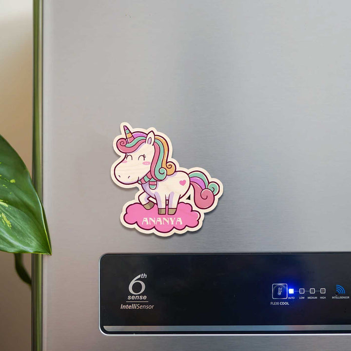 Personalized Printed Unicorn Theme Wooden Fridge Magnet