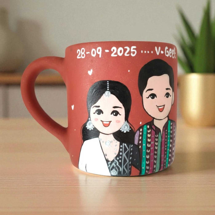 Photo Personalized Hand-Painted Wedding Theme Terracotta Mug